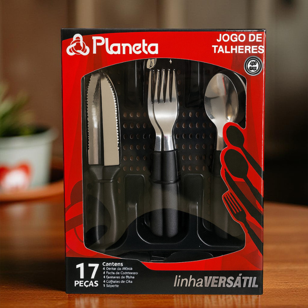 Conjunto Faqueiro 17 Peças Aço Inox Planeta em Oferta na Shopee