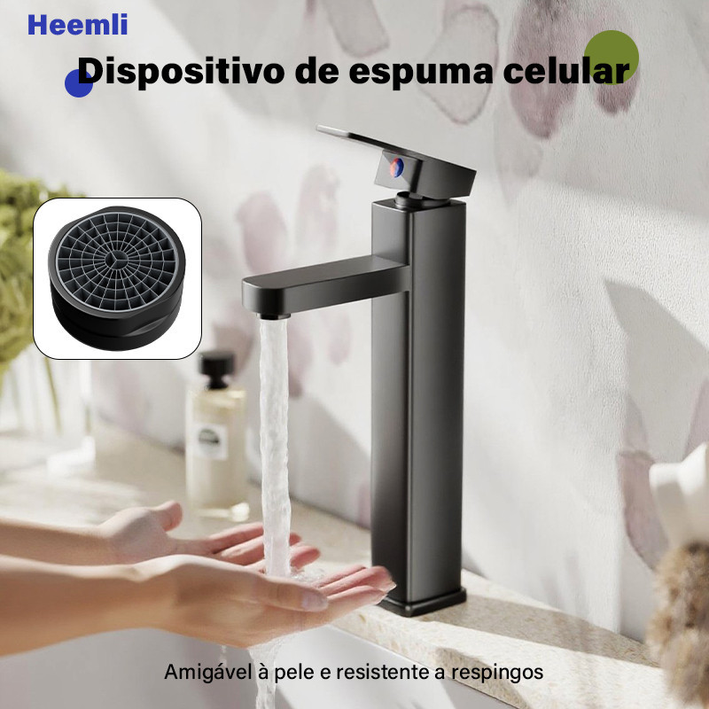 Heemli torneira quadrada preta quente e fria torneira de armário de banheiro preto torneira de pintura em Oferta na Shopee