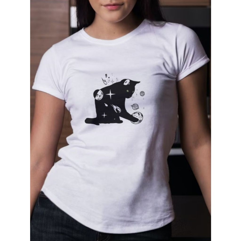 Camisa Premium 30.1 Camiseta Gato Fofo Camisa Unissex Masculina Baby Look Feminina Poliéster Dry Fit Casual Básico Envio