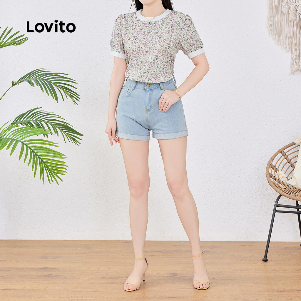 Detalhes do Lovito Blusa Boho Colorblock Primavera/verão para Mulheres L143ED453
