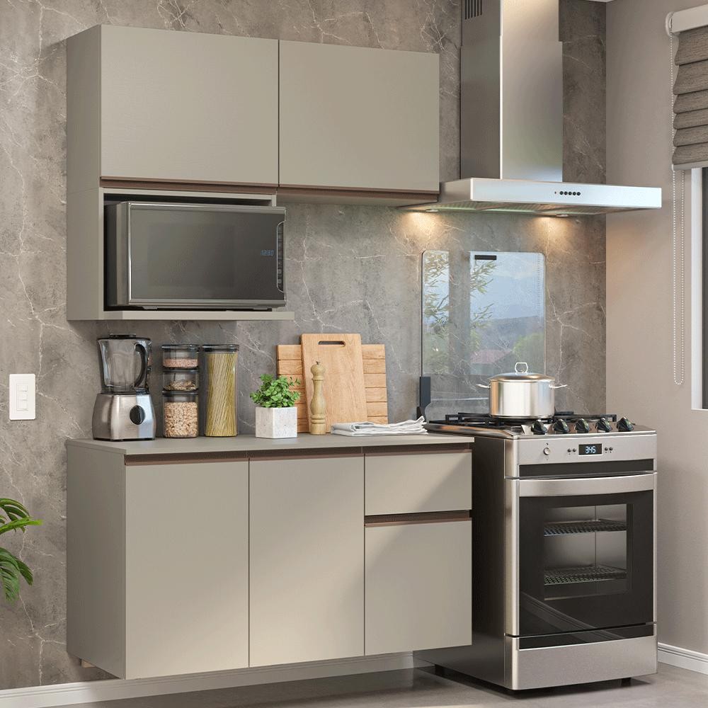 Armário de Cozinha Compacta 120 cm Suspensa Crema Nice Madesa 06