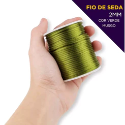 Cordão Acetinado Rabo de Rato - Fio de Seda - 2mm - Rolo C/50 Mts COR:VERDE-MUSGO