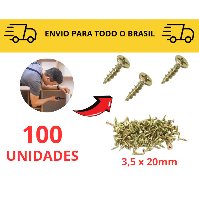Kit 10 a 100 unidades 2cm Parafuso para Madeira Chipboard / Philips/ Parafusos / parafuso estrela