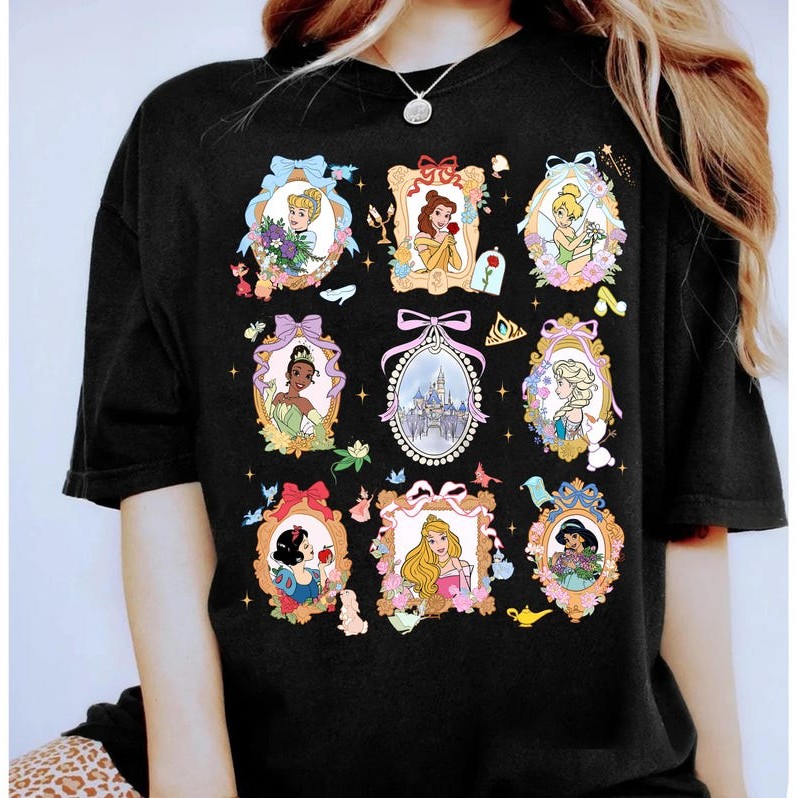 Camiseta Unissex Oversized Plus Size Feminina Masculina Crème, Design das Princesas Disney, Moda Fofa em Oferta na Shopee