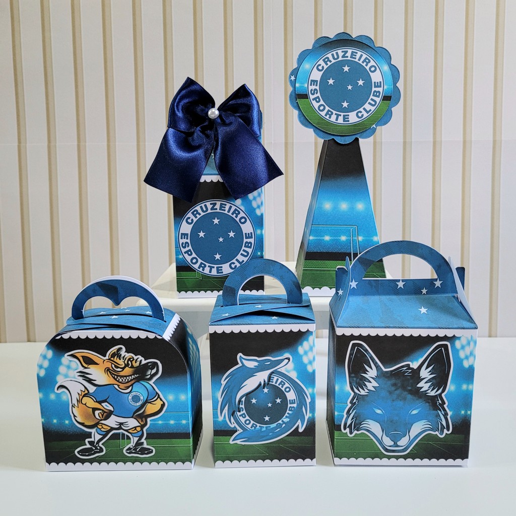 Kit Personalizados Cruzeiro Futebol Time Pegue Monte Caixinha Lembrancinha Caixinha Lembrancinha Festa Aniversário