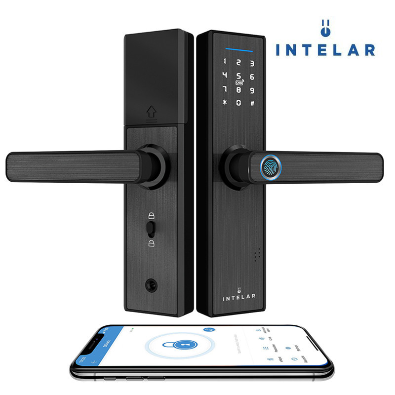 X1 Tuya Wifi Eletrônica Fechadura de porta inteligente com impressão digital biométrica / Smart Card / Senha / Desbloqueio de chaves / Carga de emergência USB suporta a voz do sistema em português Liga de Alumnio Material Compatibilidade Android e iOS - Home & Living