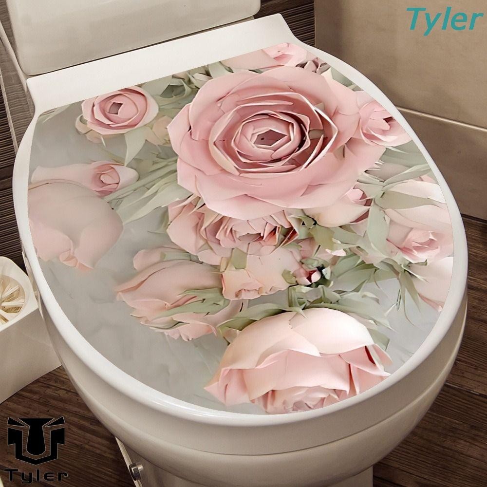 TYLER Adesivo Autocolante De Tampa Sanitária , Pedestal Sanitário Em PVC , Decalques Removíveis Flor Quente 3D Impresso 3D Decoração De Banheiro