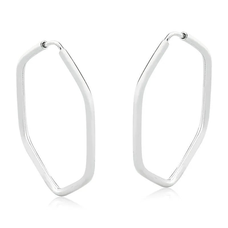 Argolas Hexagono Prata 925 12mm em Oferta na Shopee