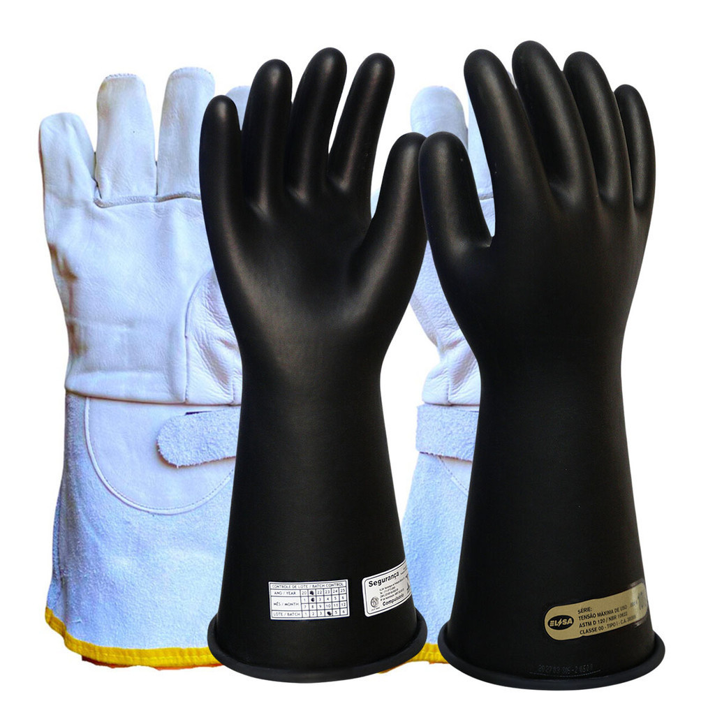 Luva Alta Tensão Classe 00 500v 5kv Eletricista C/ Luva Cobertura em Oferta na Shopee