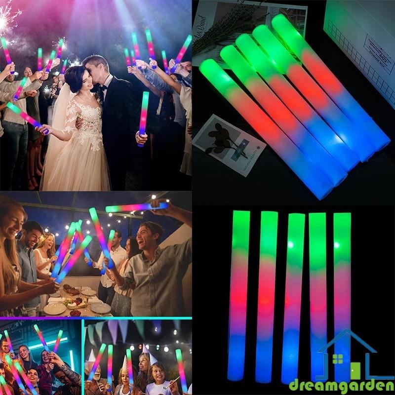 5PCS LED Glow Sticks A Granel Colorido RGB Foam Stick Tubo De Espuma De Alegria Luz Escura Para Aniversário De Natal Suprimentos Festas De Casamento