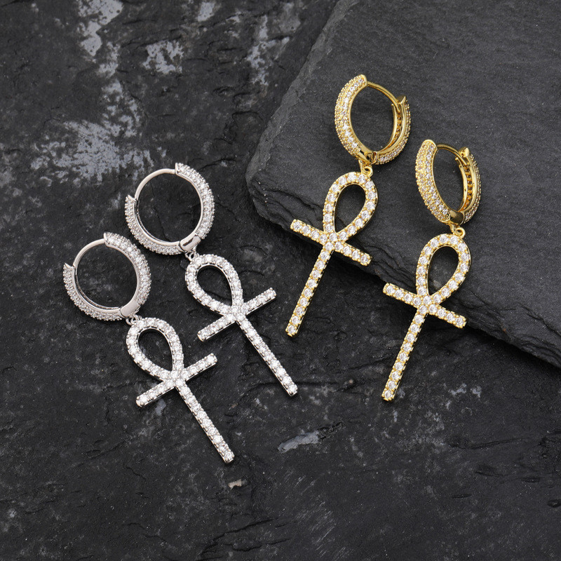 Brinco Masculino formato argola folheado prata dourado
