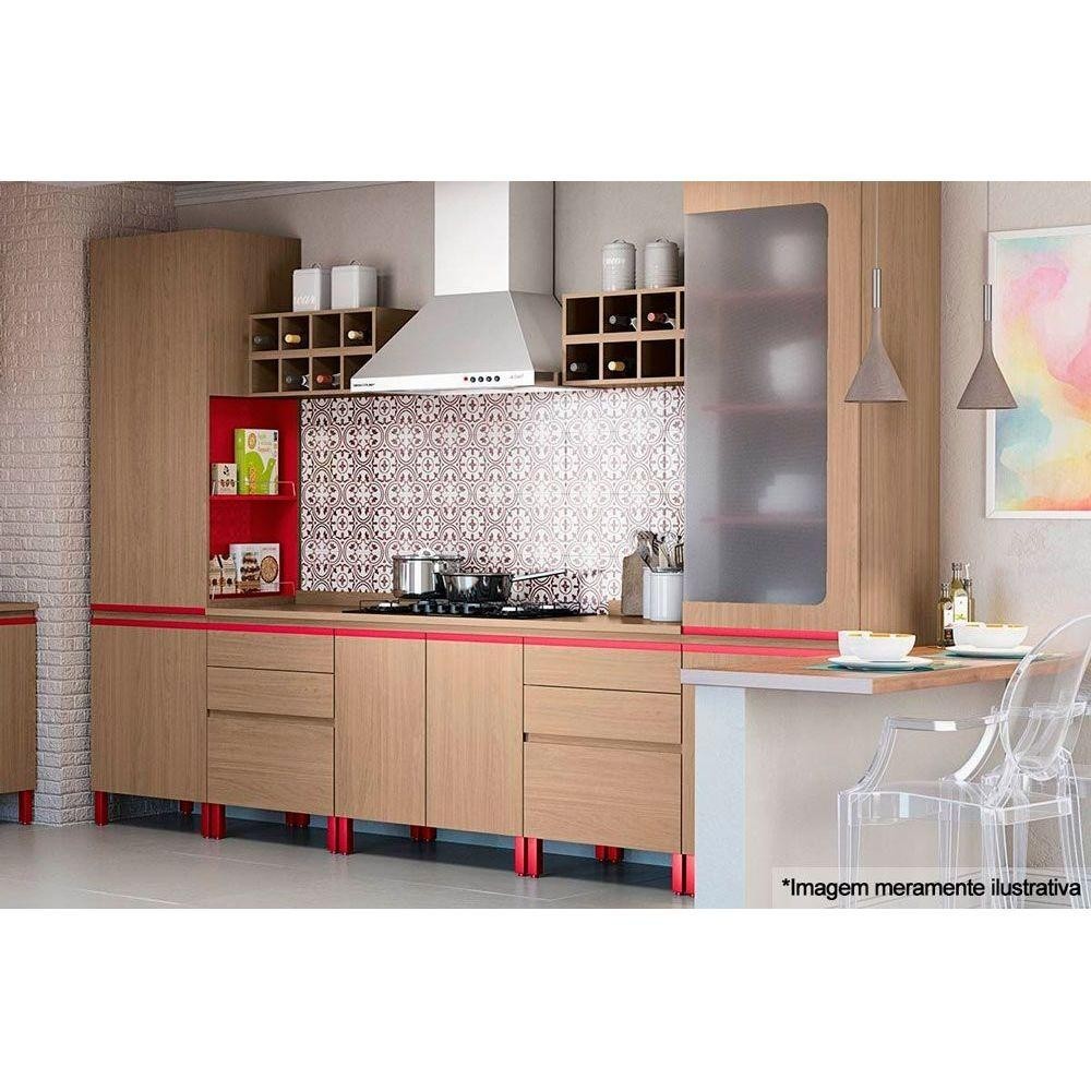 Detalhes do Tampo p/ Balcão Cozinha  Cooktop E604 60cm Nogueira - Kappesberg