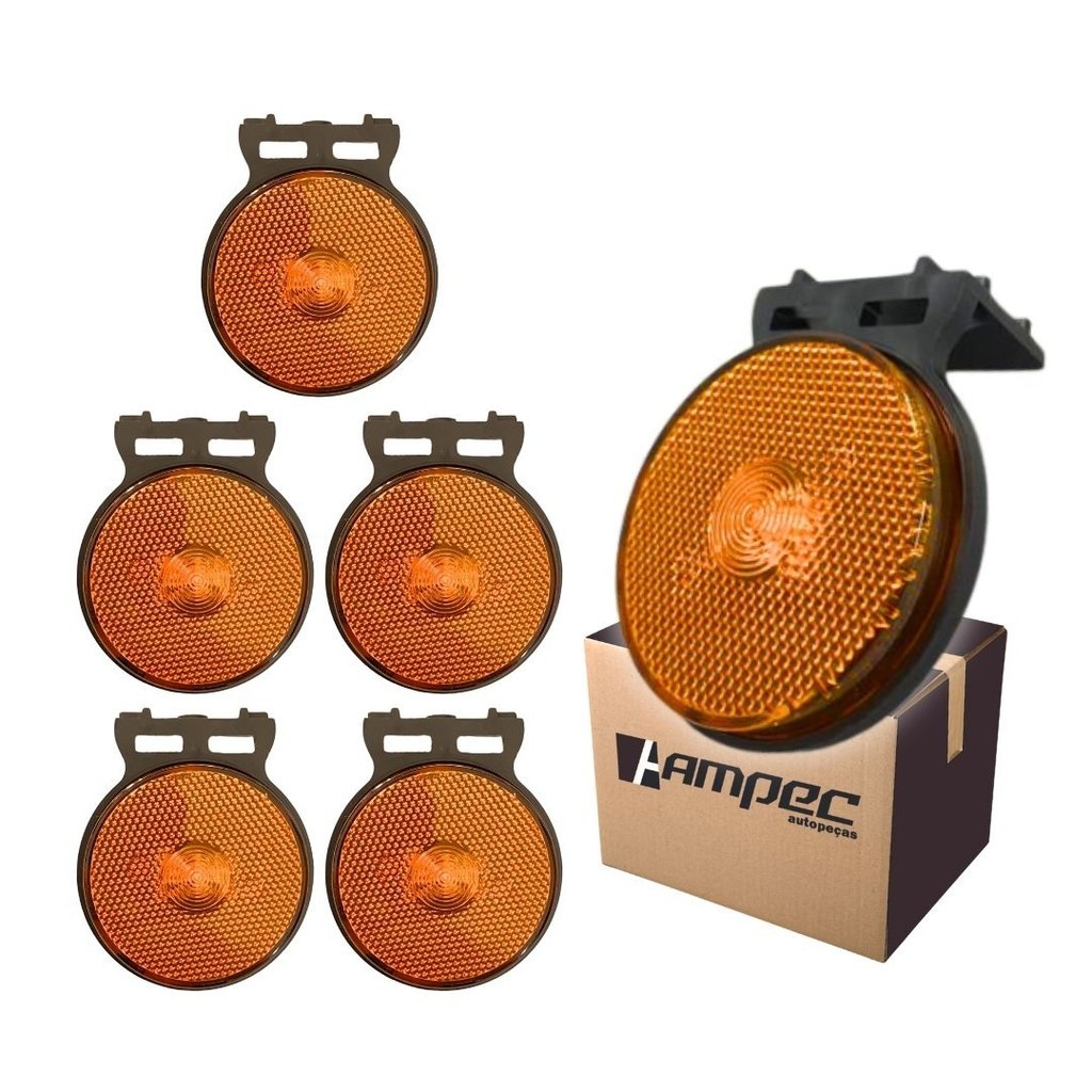 Kit 6 Lanternas Lateral Led Caminhão Carreta Reboque Com Suporte Amarela P 65mm Bivolt 12V/24V - Spare Parts and Accessories for Vehicles