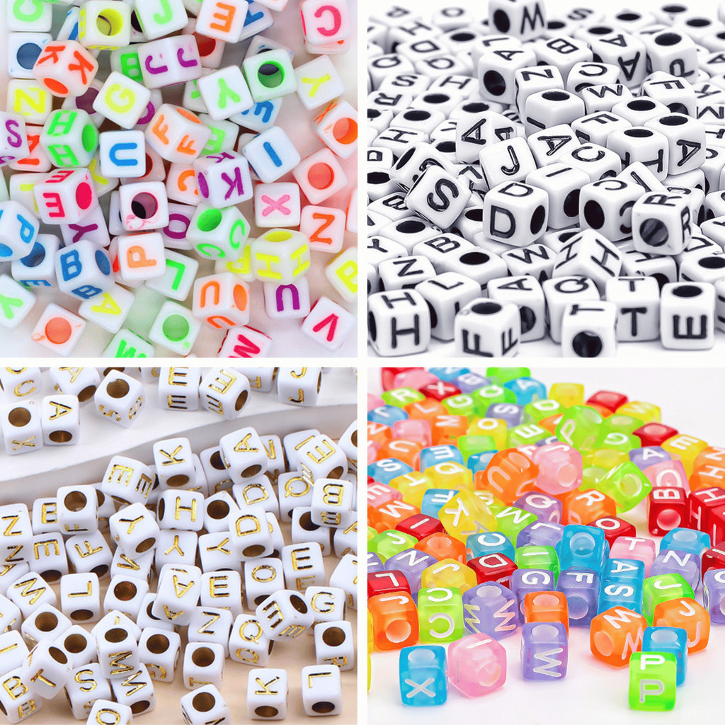 Miçangas Letras Alfabeto 500 Letrinhas Quadrada Infantil Pulseiras Colares Bijuterias em Oferta na Shopee