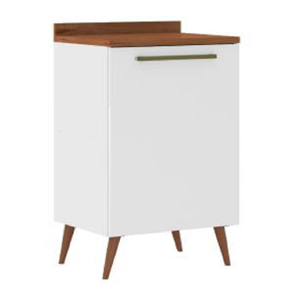 Balcão de Cozinha 1 Porta com Tampo 0,59m Favorita Branco / Natura em Oferta na Shopee