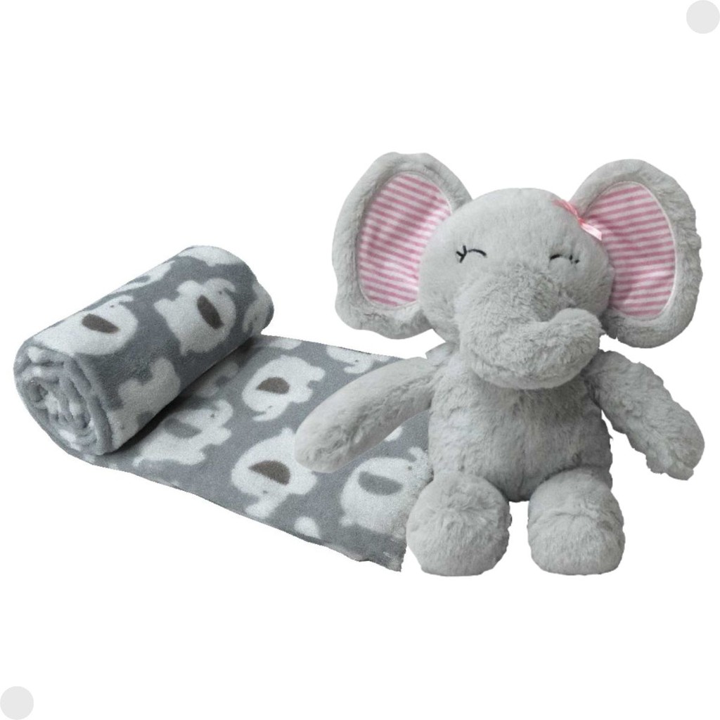 Pelúcia Infantil Elefantinho C/ Manta 24cm Coleção Animais DmB6745 -Dmtoys em Oferta na Shopee