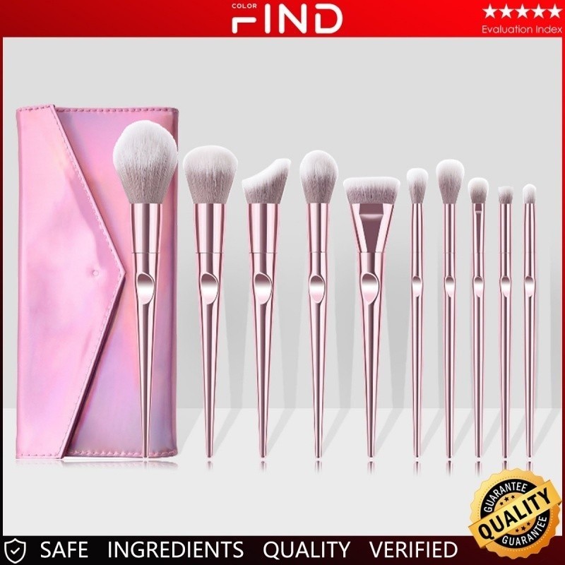 【10 peças】Pincéis de maquiagem Suit Maquiagem Ferramentas Powder Foundation Brush Sobrancelha Escova de sombra Escova Contagem Lip Brush 10 PCs Suit Pink plus-Sized Makeup Brushes Suit Beauty Tools