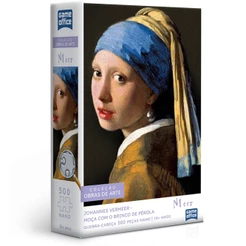 QUEBRA CABEÇA MOÇA COM BRINCO DE PÉROLA JOHANNES VERMEER 500 PEÇAS NANO TOYSTER OBRA DE ARTE PUZZLE