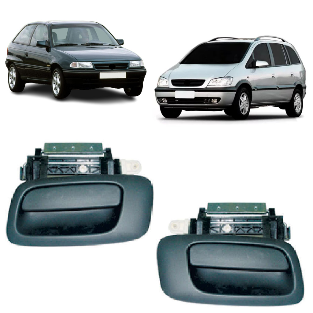 Par Macaneta Dianteira/Traseira Astra Zafira 1998 Ate 2012 Preta Sem Furo