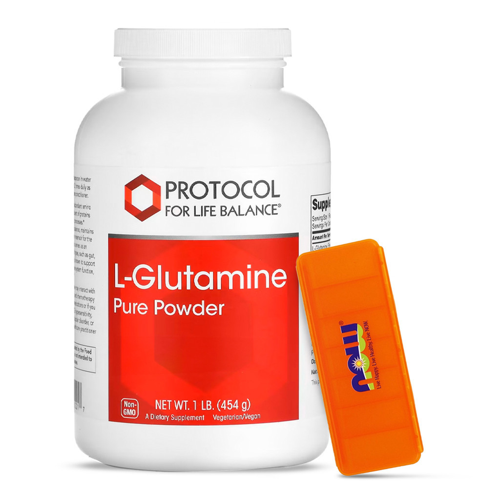 L-glutamina em Pó Protocol 454 g Puro + Porta Cápsulas