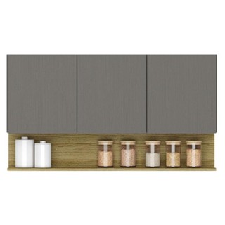 Armário Aéreo Line 3 Portas 120 Cm Gris Freijó - Kits Paraná em Oferta na Shopee