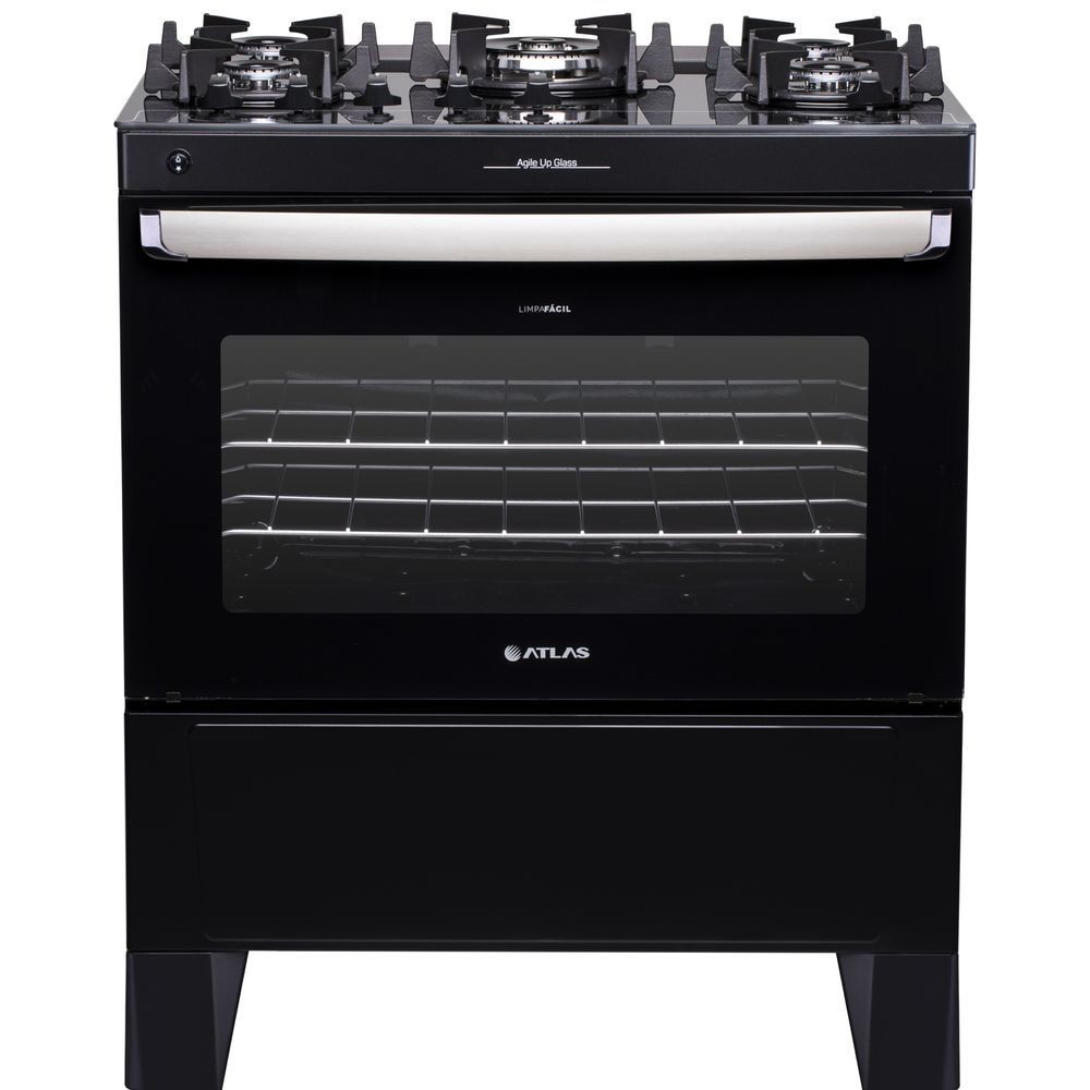 Fogão 5 Bocas Atlas Agile Up Glass com Mesa de Vidro e Acendimento Automatico Preto Bivolt em Oferta na Shopee