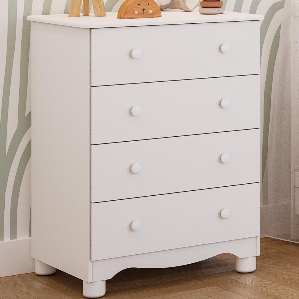 Cômoda Junior Simples 100% MDF 4 Gavetas Faura - Mom & Baby