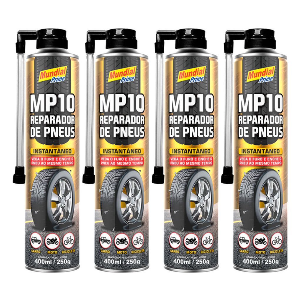 Kit Reparador Pneu Furado Spray 4x Veda Instantâneo Mundial Prime Moto Carro Triciclo Bicicleta em Oferta na Shopee