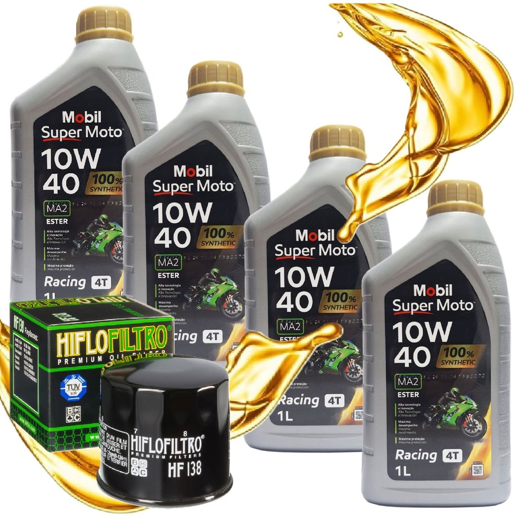 Troca de Óleo P/ Suzuki Gsx-r 750 Srad / Bandit 1200 / Gsr 750 Mobil 100% Sintético 10w40 + Filtro em Oferta na Shopee