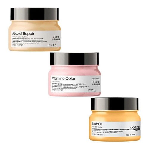 Cronograma Capilar Loreal 250g - Absolut Repair, Vitamino Color, Nutrioil