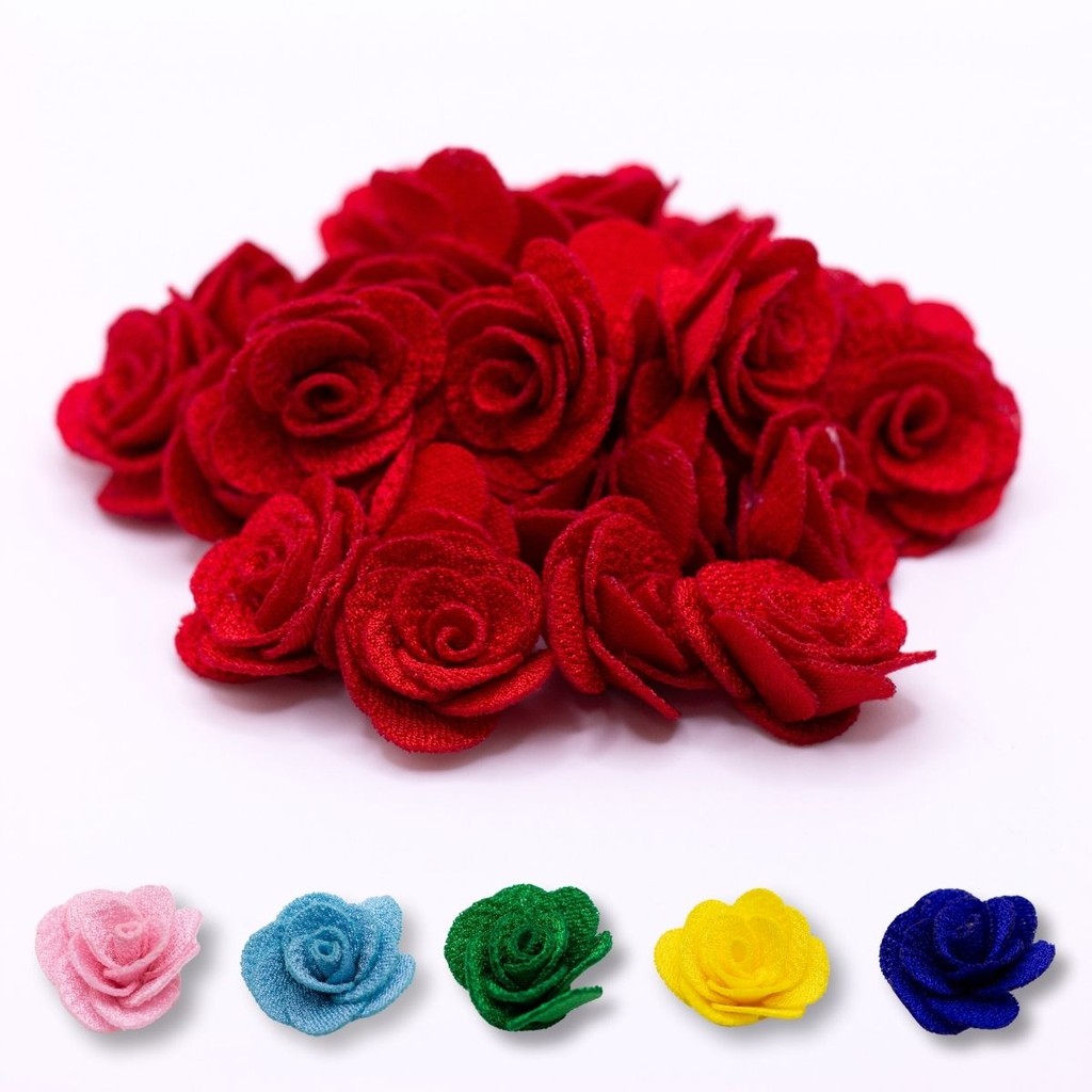 Aplique Flor de Tecido em Poliéster 10 peças Para Laço 2,5cm