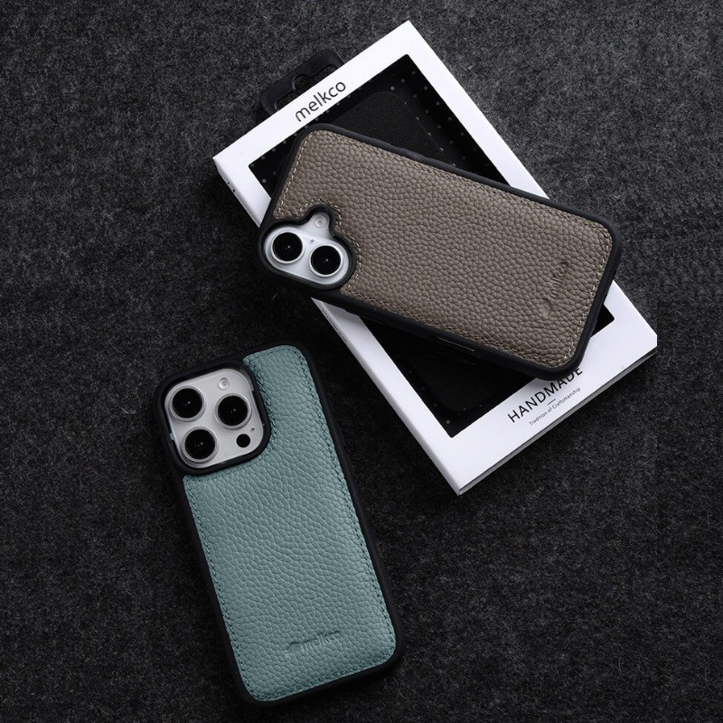 Melkco Capa De Couro De Vaca Para iPhone 16 Pro Max 15 14 Plus À Prova De Choque Com Borda De Silicone Traseira Rígida