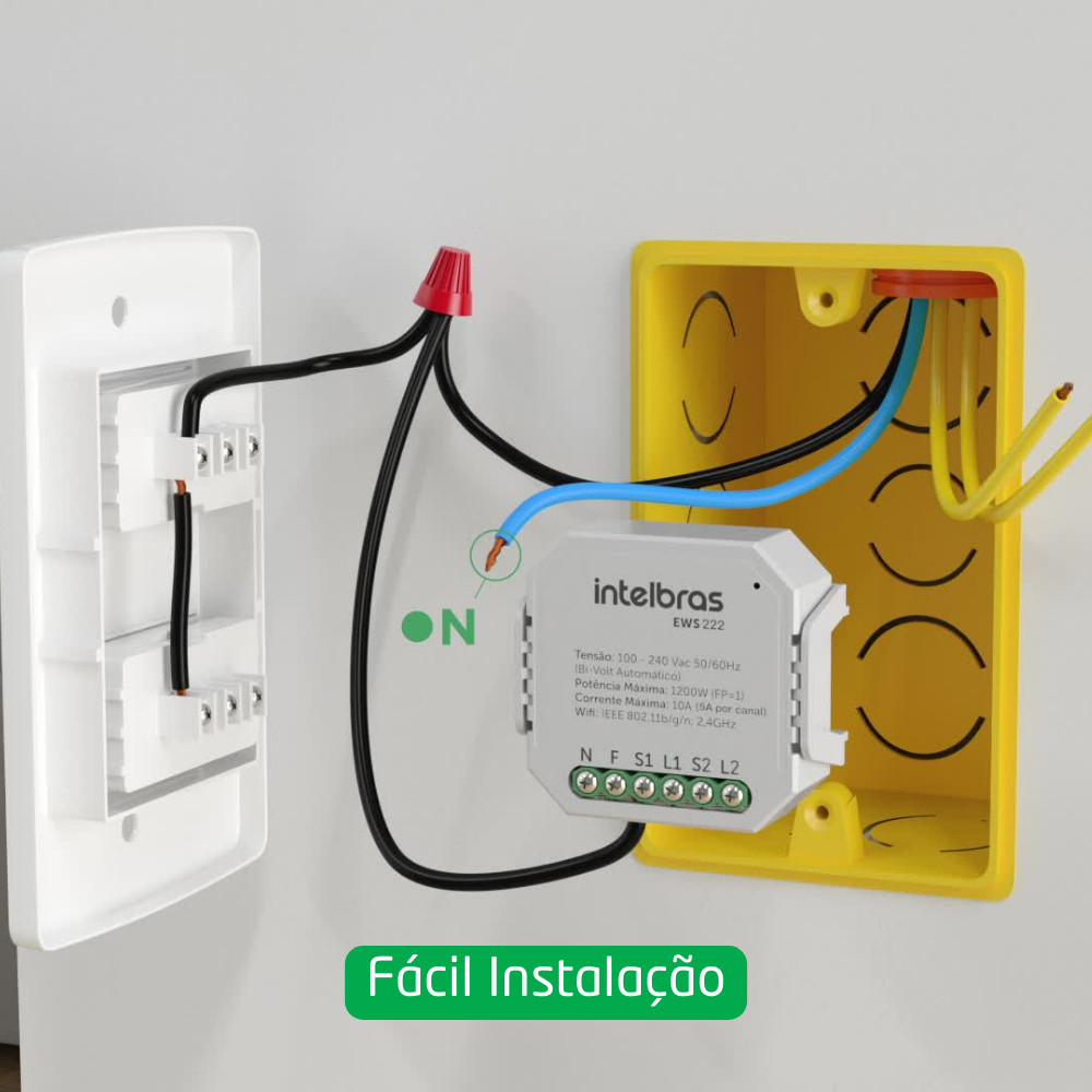 Interruptor Inteligente Controlador De Cargas Wifi 1/1 EWS 211 Intelbras Mini Compatível Voz Alexa Google Assistente · foto 2