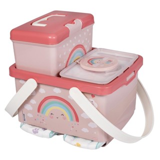 Kit Trocador Arco Íris 3 Peças Bebê Enxoval Lenço Fralda Caixa Plasútil em Oferta na Shopee