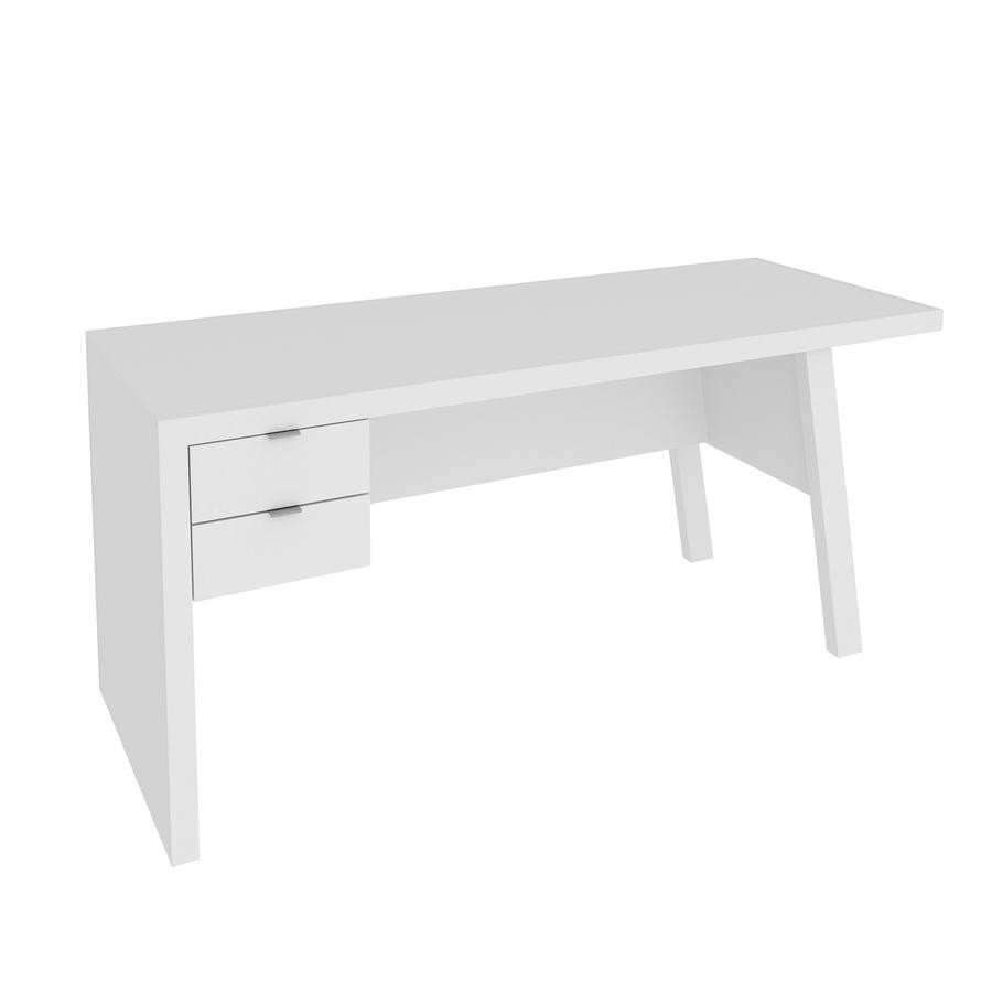 Escrivaninha Mesa Escritório Home Office 2 Gavetas Branca Estilo