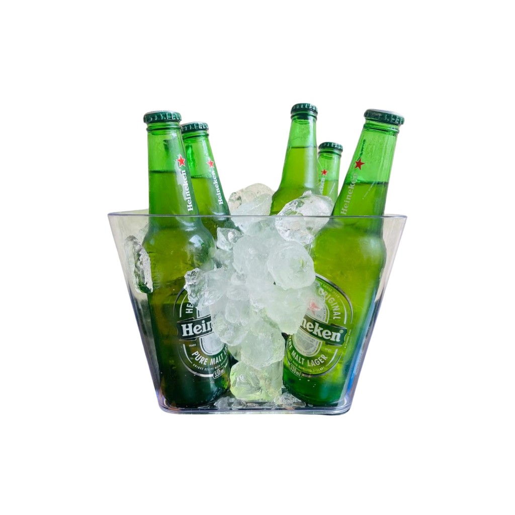 KIT 3 Balde De Gelo Acrilico Quadrado 4,5Lts Bebida Combo Long Neck