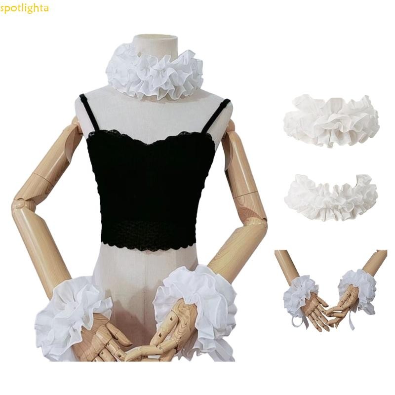 spotlighta Vitorianos Ruff Colarinho Renascentistas Punhos Pulso Babados Fantasia Halloween