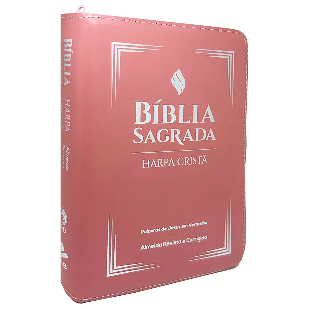 Bíblia Sagrada | ARC | Letra Grande | PU Zíper Harpa Cristã Rosa Claro - Books & Magazines