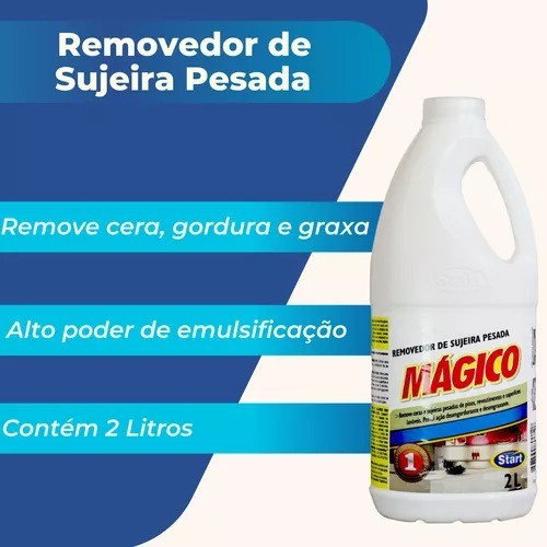 Magico 2L Removedor Cera Sujeira Pesada Desengordurante Pisos Granilite Cimento Queimado Ceramica em Oferta na Shopee