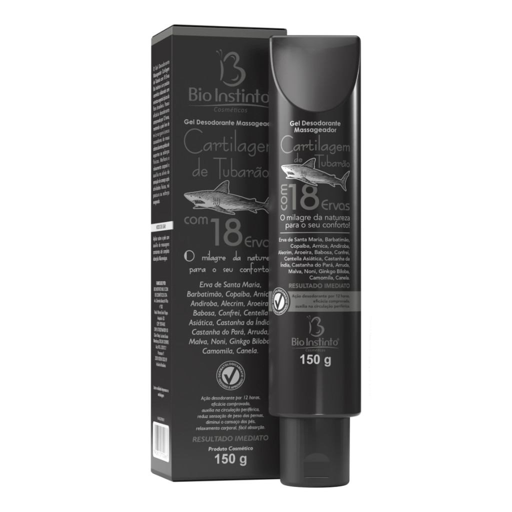 Gel Massageador de Cartilagem de Tubarão com 18 Ervas Bio Instinto 150g