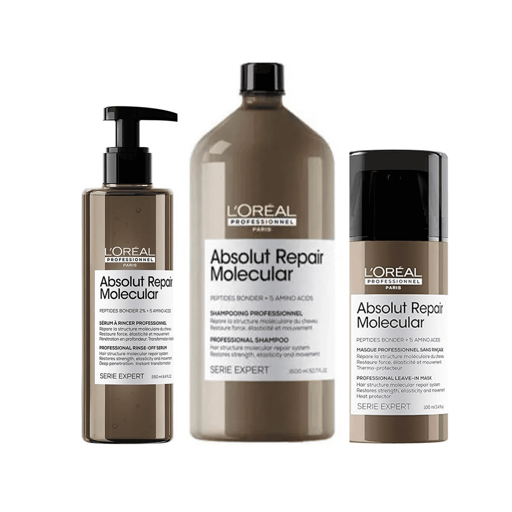 Kit Absolut Repair Molecular Shampoo 1,5L, Serúm e Leave-in - LÓreal em Oferta na Shopee
