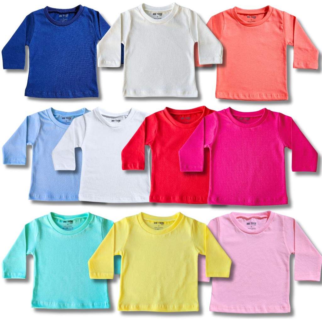 1 Camiseta de Manga Longa Para Bebê 100% Algodão P/M/G