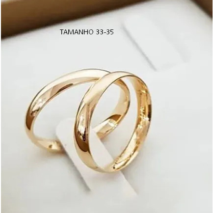Par de Aliança TAMANHO 33-35 Casamento e Noivado Acabamento Reta Quadrada Lisa Banhada Ouro 18k 6mm