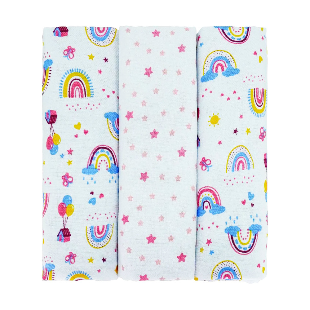 Kit Cueiro Bublim Rolinho Estampado Arco-Íris - 3 Peças em Oferta na Shopee