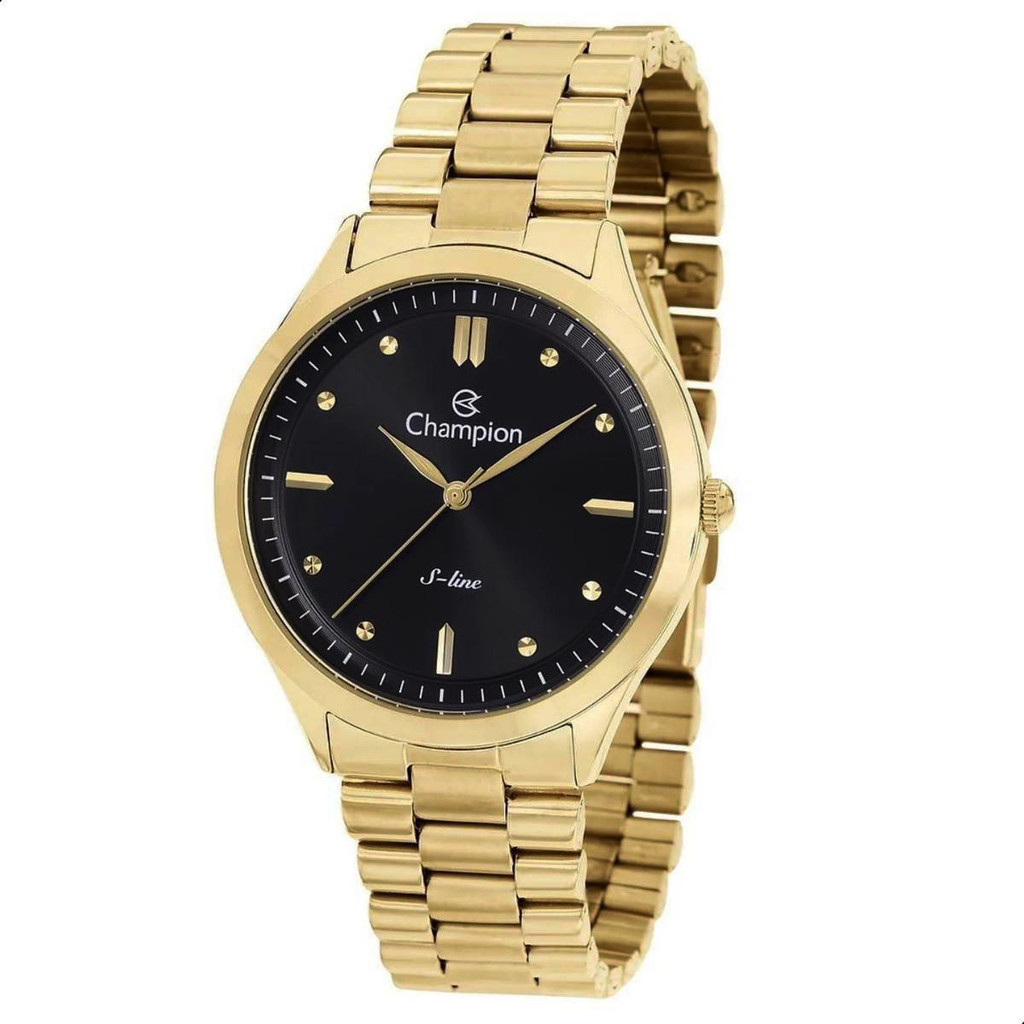 Relógio de Pulso Masculino Champion Analógico Slim Dourado Preto Esposa Namorada Mãe Barato CN21087U em Oferta na Shopee