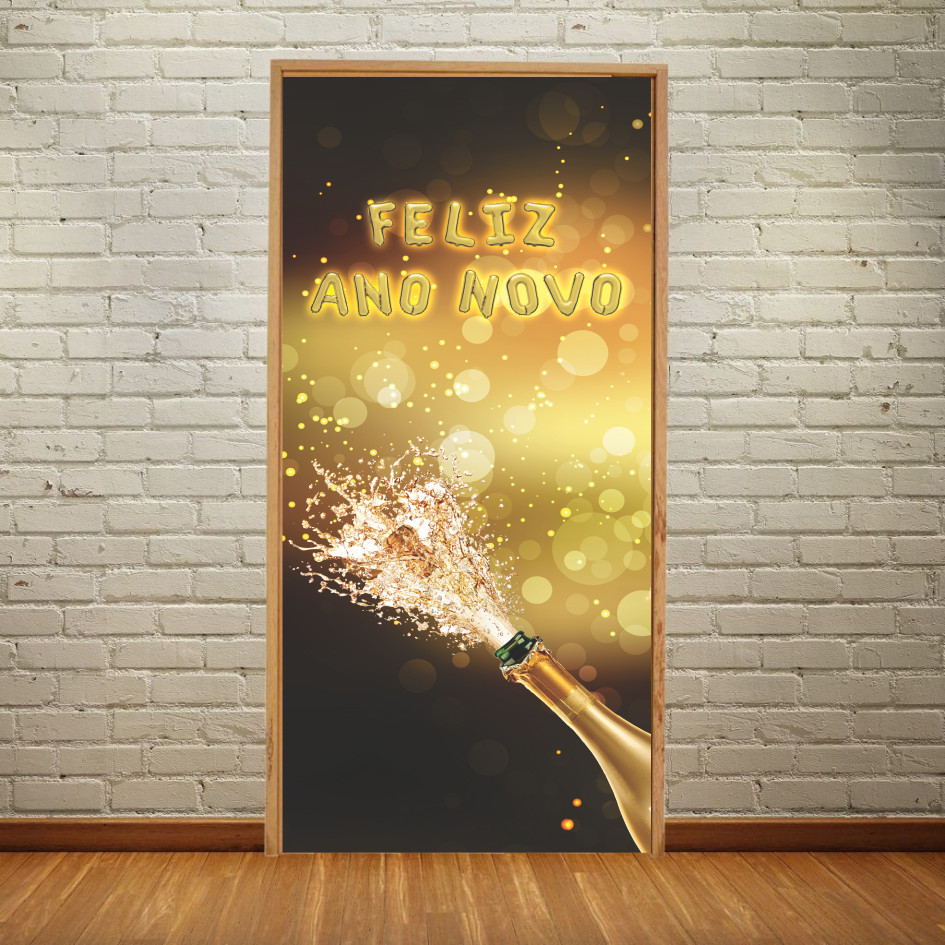 Capa De Porta Tecido C/ Elástico de Feliz Ano novo, ano novo