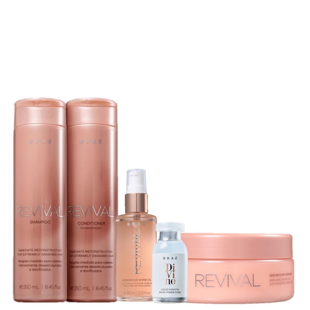 Kit Brae Revival Reconstrucao Cabelos com Frizz (5 Produtos) em Oferta na Shopee