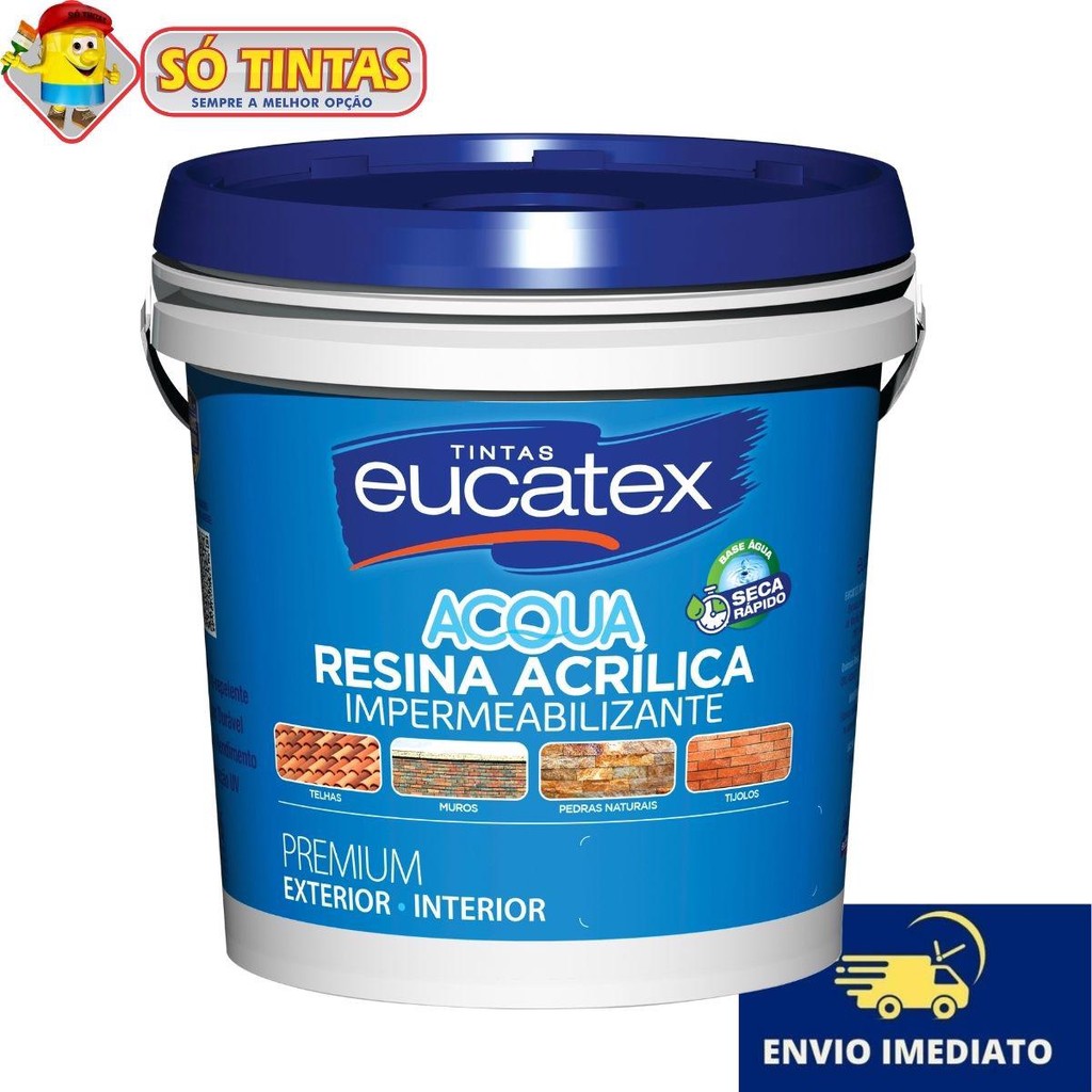 Resina Acrílica Premium Base Água Brilhante 3,6 Litros Impermeabilizante – Eucatex Várias Cores em Oferta na Shopee