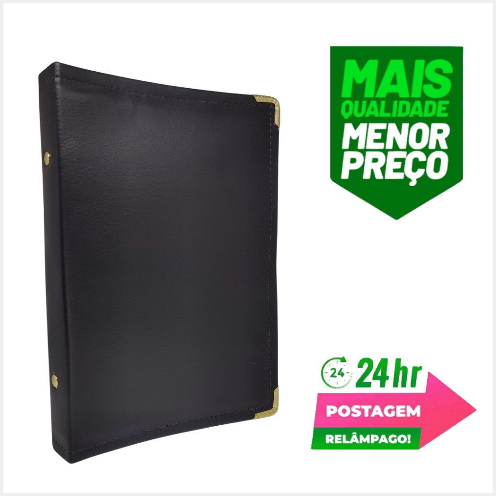 Pasta Para Hinos Hinário Coral Louvores Grupo Igreja Catálogo Promoção (N5 Preta Lisa)