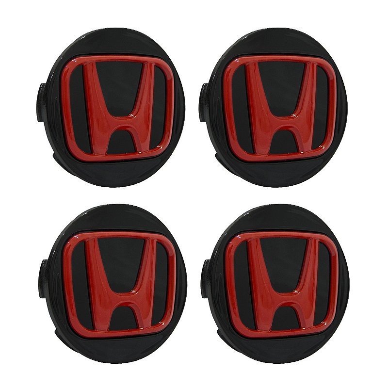 Jogo de Calotinha 69mm Centro de Roda Honda New Civic Preta com Vermelho em Oferta na Shopee